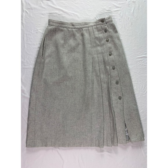 Unbranded Dresses & Skirts - Vintage Wool Blend Pleated Midi Skirt Women Size S/M Gray Dark Academia Preppy